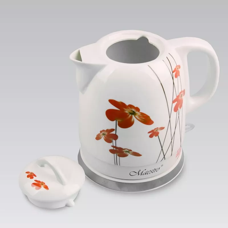 Feel-Maestro MR-066-RED FLOWERS waterkoker 1,5 L 1200 W rood, wit
