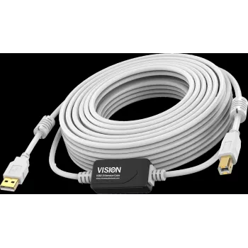 Vision witte USB-2.0-kabel 10m USB A naar USB B 0,48 Gbit/s