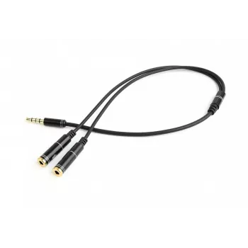 Audio-adapter Gembird CCA-417M 2×3,5mm stekker naar 3,5mm bus, 0,2 m, zwart