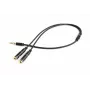 Gembird CCA-417M audioadapter, 4-pins 3,5 mm male naar 2x 3,5 mm female, 0,2 m, zwart