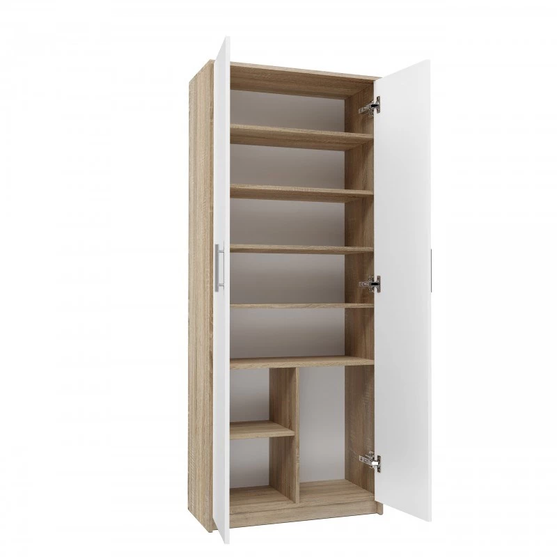 Ladekast OLIV 2D 74x35x180 cm, Sonoma-eiken/wit