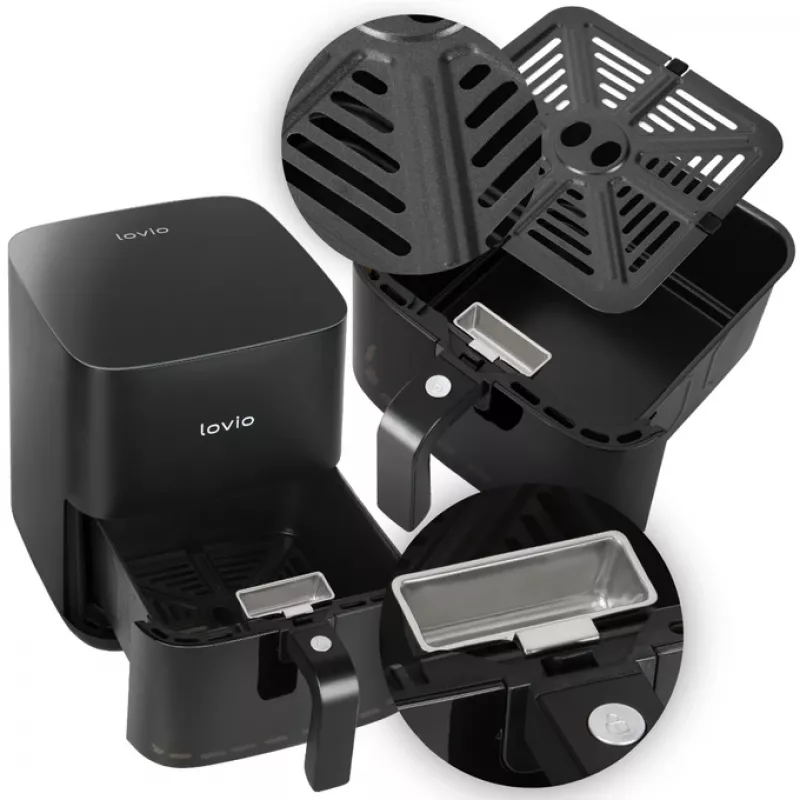 Heteluchtfriteuse Lovio LVAF001BK 5 l zwart — compacte heteluchtfriteuse, inhoud 5 liter