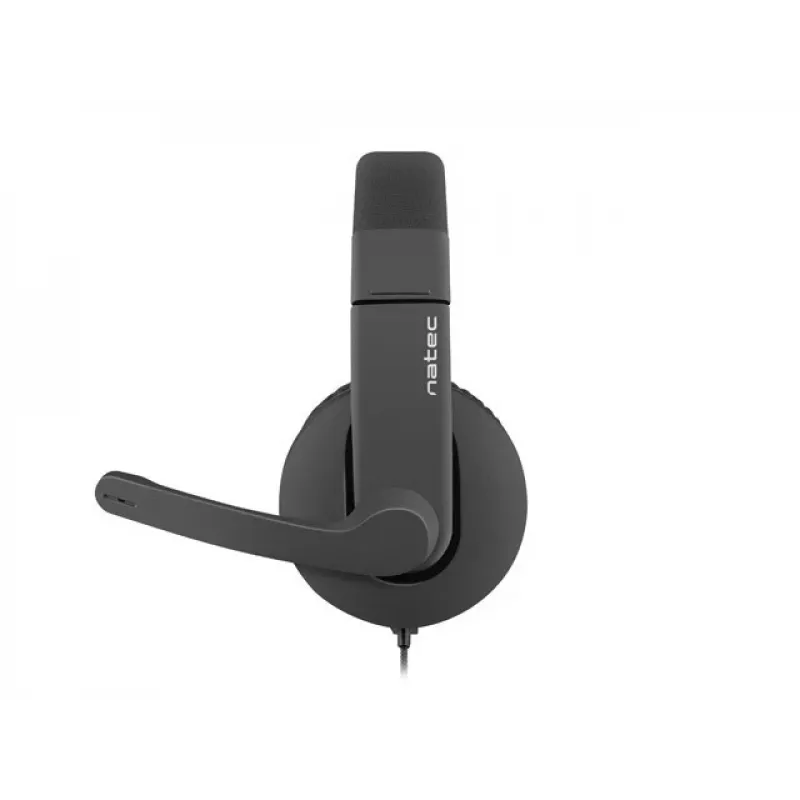 Bedrade binaurale headset NATEC Rhea met beugelmicrofoon, 3,5-mm-aansluitingen, 2,2 m kabel, 32 Ω impedantie