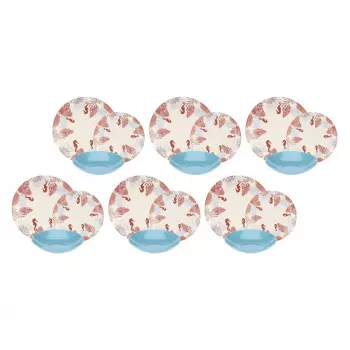 Tafelservies Rose&Tulipani R18400TA18 voor 6 personen, 18-delige porseleinen set