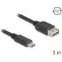 USB 2.0-kabel DELOCK 81538 — USB-C naar USB-A, 3 m, zwart
