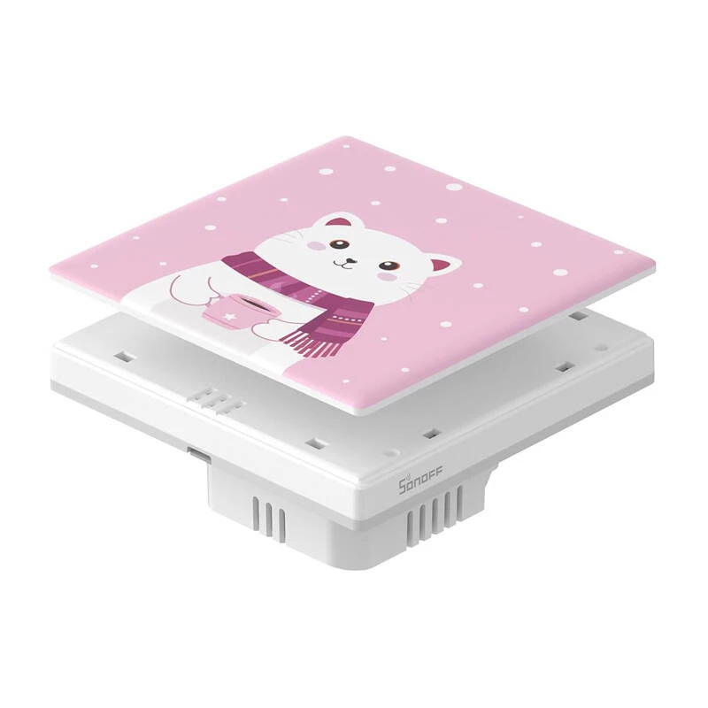 Decoratieve afdekking Sonoff T5-1C-86-cartoon voor touch-schakelaar — enkelvoudig frame 86x86 mm afdekplaat