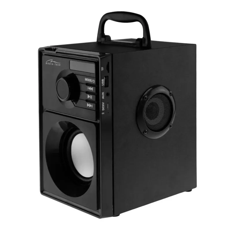 Draagbare luidspreker MEDIA-TECH MT3179, 20 W (RMS 15 W), Bluetooth 5.1, FM, MicroSD, USB, AUX, Li-Ion, 6 uur, houten behuizing
