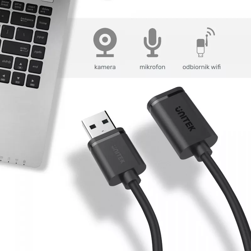 USB-kabel UNITEK Y-C447GBK 0,5m USB 2.0 zwart