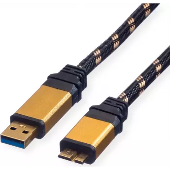ROLINE Gold USB 3.0-kabel, USB A - Micro B ST/ST 0,8m (11.02.8878)