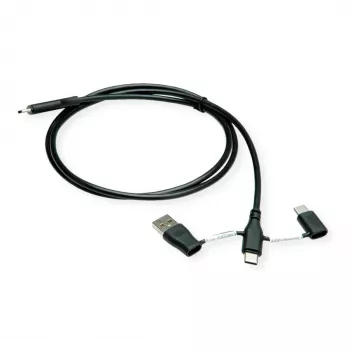 ROLINE USB 2.0-kabel Type-C ST/ST met datablokkeringsadapters A en C - kabel - digitaal/data