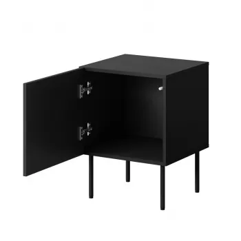 Nachtkastjesset 2 stuks cama meble PALAZZO 44,5×40×59 cm zwart en eiken craft — 1 deur, mat laminaat, metalen poten