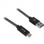 USB 3.2 Gen 2-kabel, USB-A stekker > USB-C stekker (zwart/grijs, 0,5 meter, gesleeved)