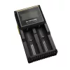 Batterijoplader Nitecore D2 — 2-vaks oplader voor AA/AAA/AAAA/C-accu's, 100–240V ingangsspanning, 4,2V uitgangsspanning, zwart