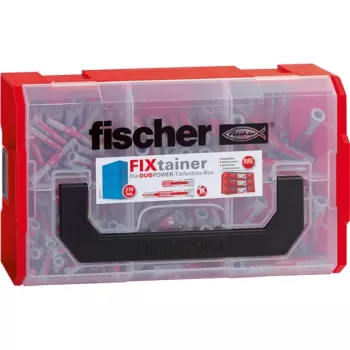 Fischer FIXtainer -DUOPOWER kort / lang - pluggen - lichtgrijs / rood - 210 stuks
