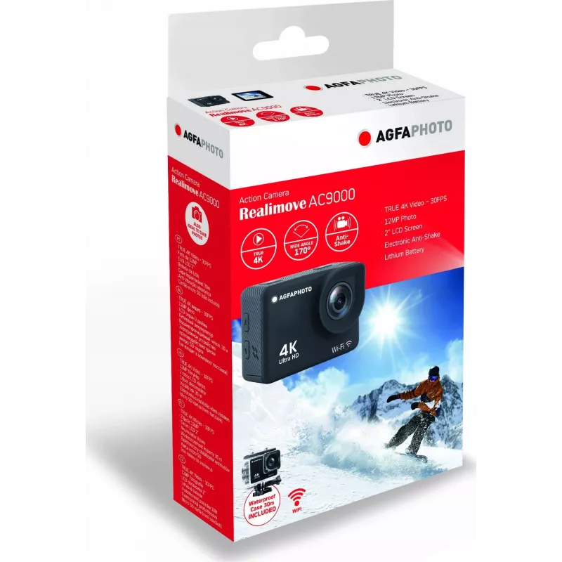 AgfaPhoto actioncam 4K, waterdicht, Wi-Fi, slow motion/timelapse (AC9000BK)