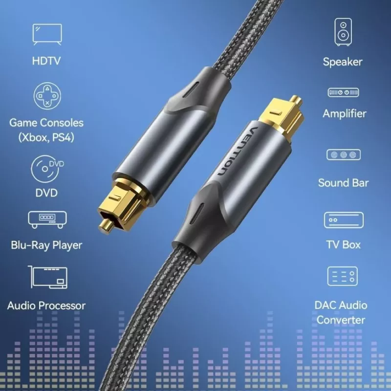 Vention optische audiokabel, gevlochten, 5 m