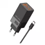 Beline netadapter 2x USB-C 1x USB 65W kabel USB-C zwart/zwart PD 3.0