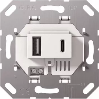 Gira USB-voeding 2v TypeA/C inzetstuk wit 234900 (234900)
