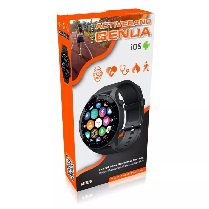 Smartwatch MEDIA-TECH MT870 — 1,3 inch (3,3 cm) IPS-touchscreen, 51 mm behuizing, Bluetooth, zwart