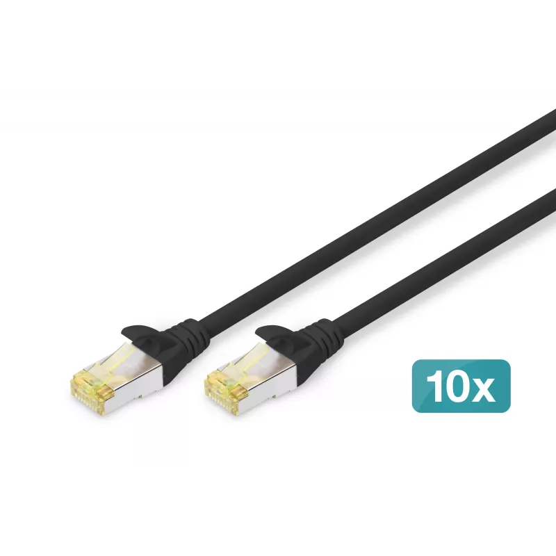 DIGITUS CAT 6A S/FTP patchkabel DK-1644-A-020-BL-10, 2 m, zwart, 10 stuks