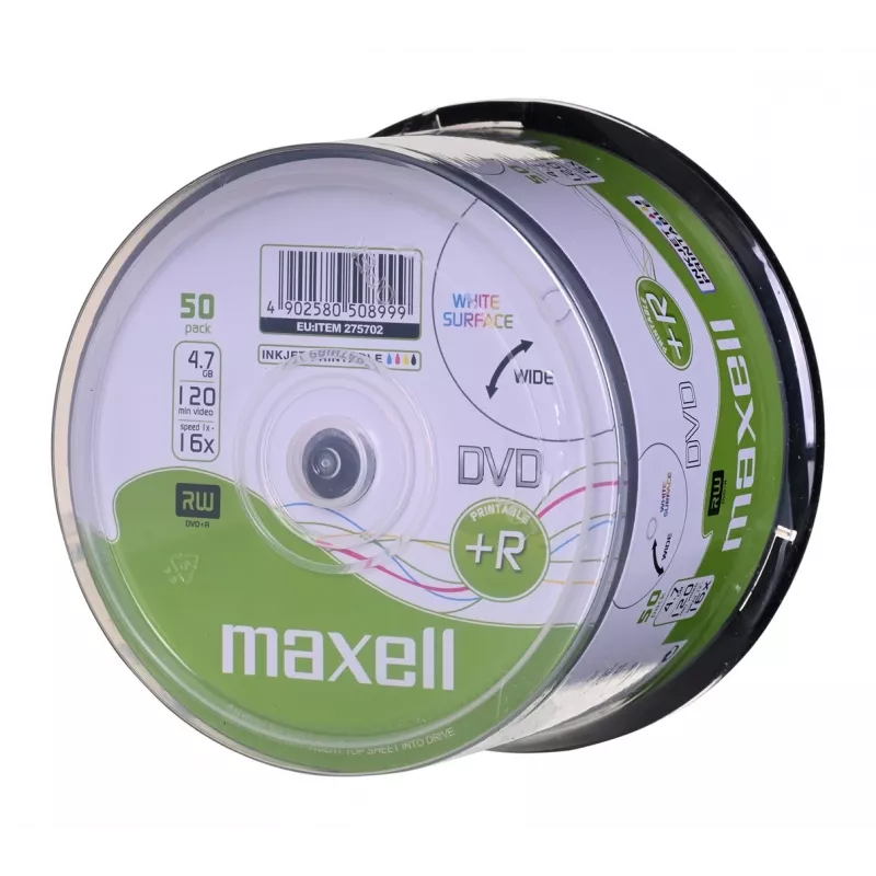 MAXELL DVD+R 4,7 GB 16x 50 stuks bedrukbare cakebox