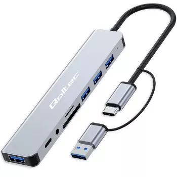 QOLTEC USB-C hub 4x USB + SD/TF-kaartlezer model 53794