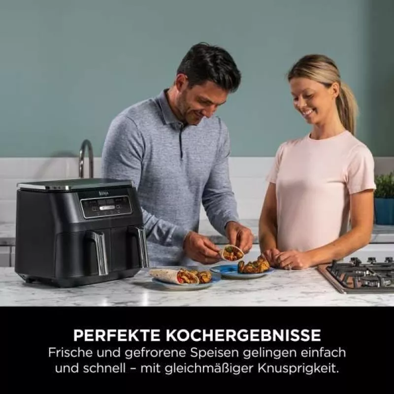 Ninja AF200EU friteuse dubbel 7,6 L standalone 2400 W heteluchtfriteuse zwart