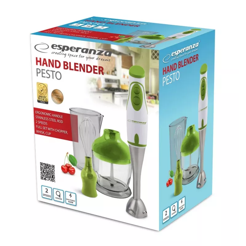 Esperanza EKM003G staafmixer 0,75 L groen, wit 450 W