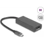 DELOCK 64316 videokabeladapter USB Type-C naar HDMI + DisplayPort, 0,15 m, aluminium, grijs