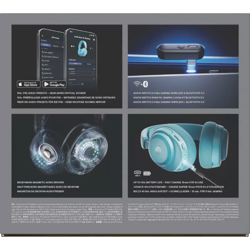 Steelseries Arctis Nova 3P draadloos PS aqua