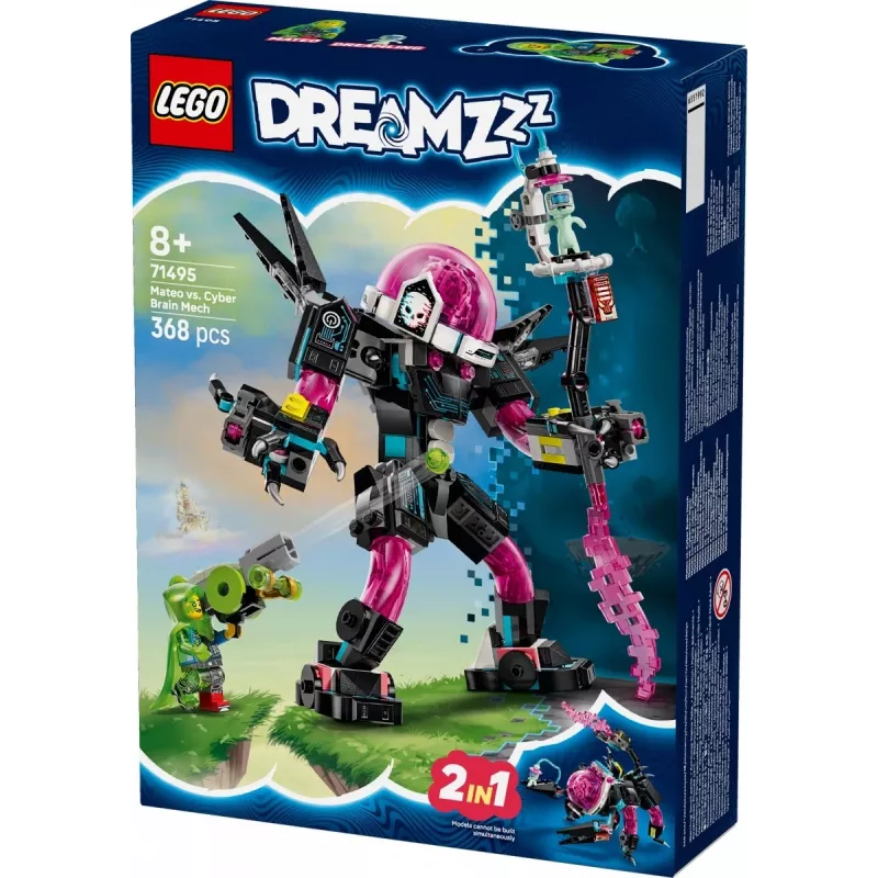 Constructiespeelgoed LEGO 71495 Mateo vs. Cyberbrain Mech – speelset met minifiguren en bouwbare mech