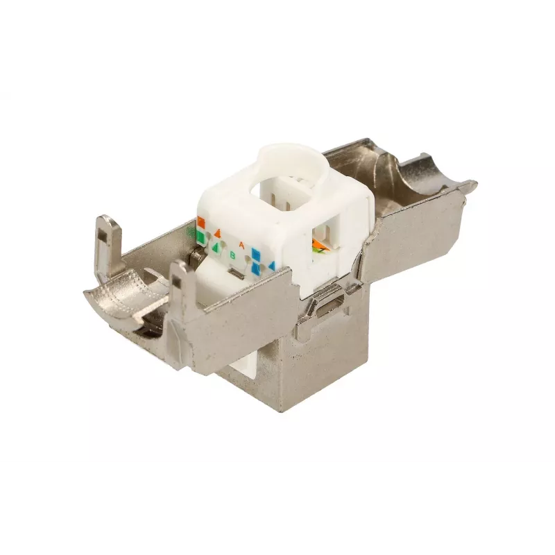 Extralink keystone CAT6A STP RJ45 haakse metalen keystone-module, enkelvoudige poort