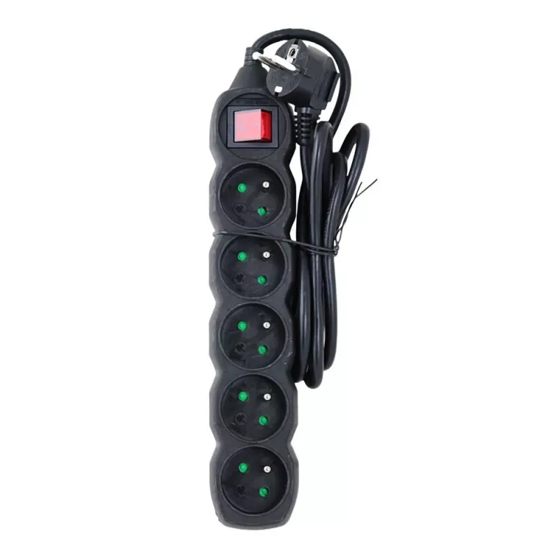 Stroomverlenging Esperanza ELK214K 1.5 m kabel 5 Type E-stopcontacten binnen zwart