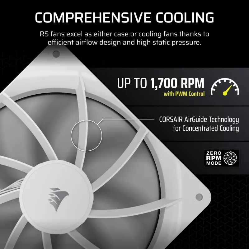 Corsair RS140 Dual Pack behuizingsventilatoren, 140 mm, wit, CO-9050195-WW
