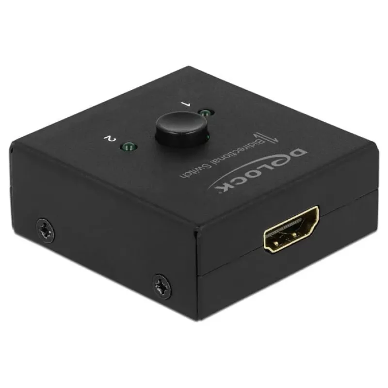 DeLock HDMI 2-1 bidirectioneel 4K 60 Hz compact - retail box - video-/audioswitch - 2 x HDMI - desktop (64072)