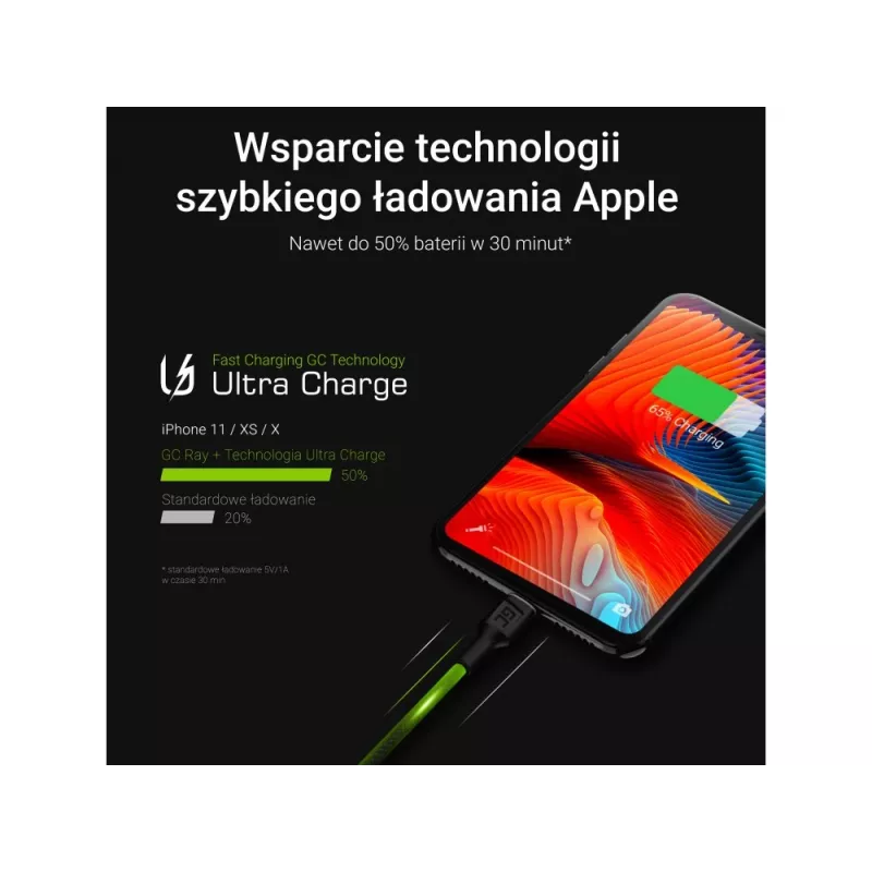 Lightning-kabel Green Cell KABGCSET05 1,2 m zwart