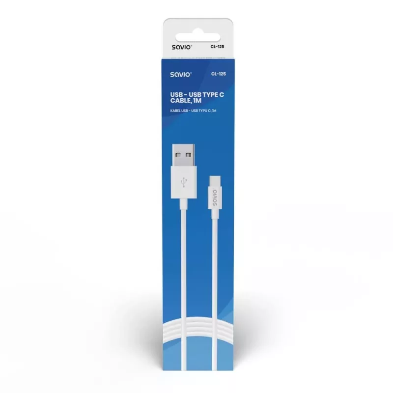 Savio CL-125 USB-kabel USB 2.0 1 m USB A USB C wit