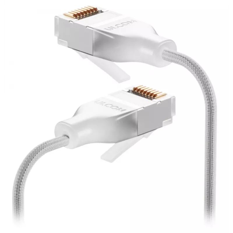 Netwerk-patchkabel UBIQUITI UACC-CABLE-PATCH-EL-C6A-1M-W — Cat6a, 1 m, RJ-45, doorschijnend wit
