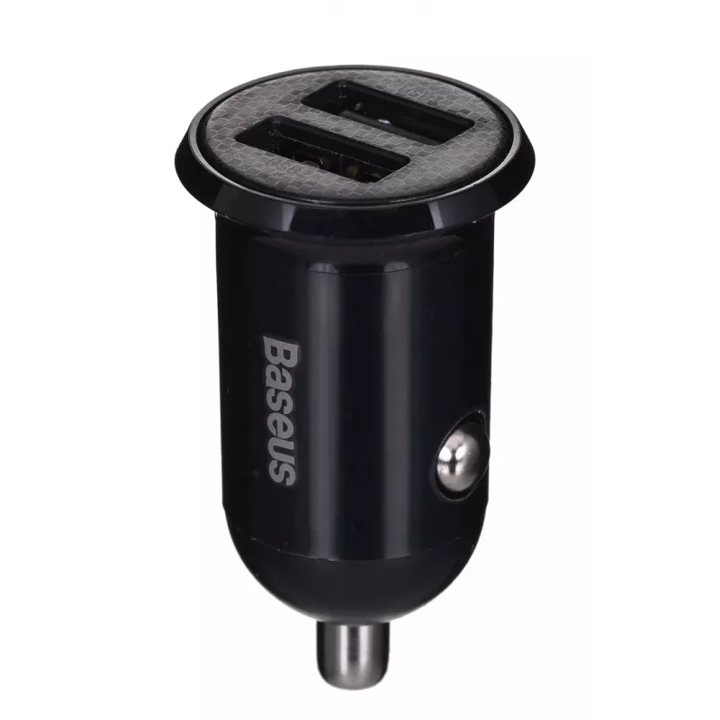 Auto-oplader Baseus Gain Pro universeel zwart – 2× USB 2.0, 2,4 A per poort, ingang 12–24 V, 5 V uitgang