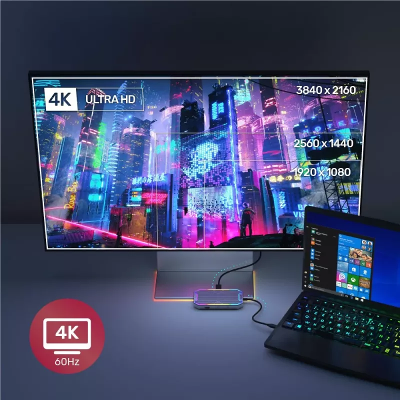 Unitek uHUB S7+ D1029A USB-C-hub, USB 3.2 Gen 2 10 Gbps, HDMI 2.0, Gigabit RJ45, 3,5 mm-audio, 100 W, grijs