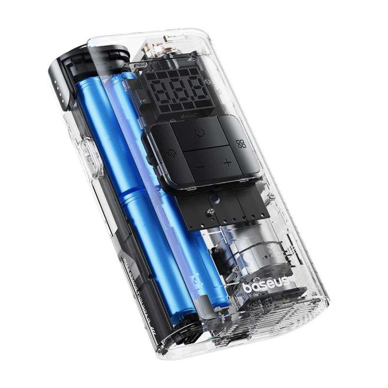 Baseus PrimeTrip VA1 draagbare bandenpomp, 75 W, 2-in-1 met zaklamp en 6000 mAh powerbank, zwart