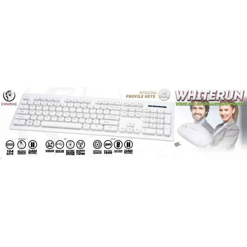 Rebeltec draadloze toetsenbord- en muisset Biae Whiterun