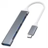 USB-hub VAKOSS TC-4125X — 1× USB 3.0 Type-A, 3× USB 2.0 Type-A, host: USB Type-C, zilver