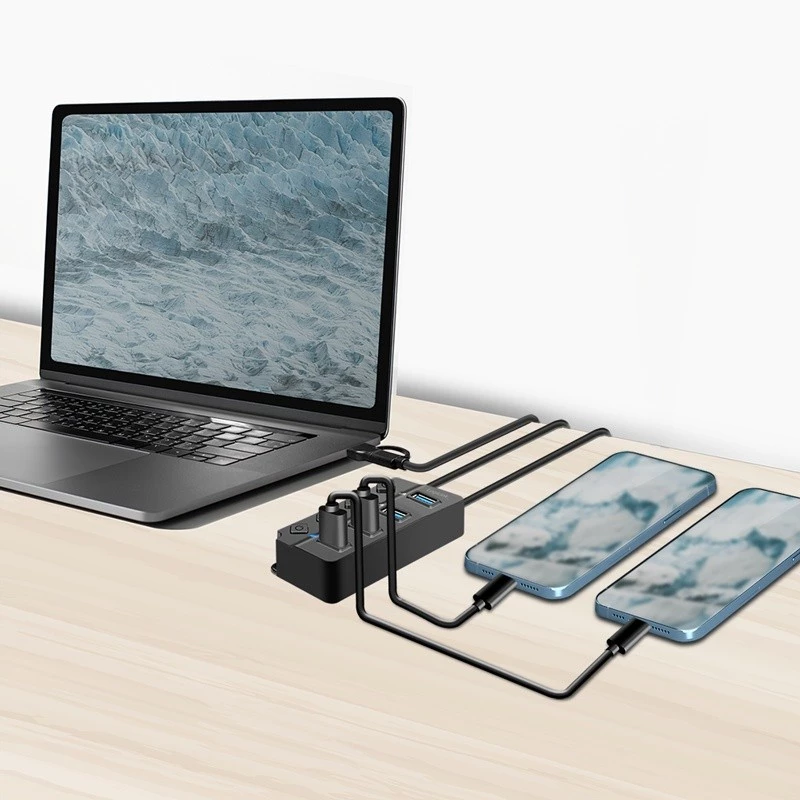 USB 3.2 Gen1-hub, 4x USB-A aan-/uitschakelaar