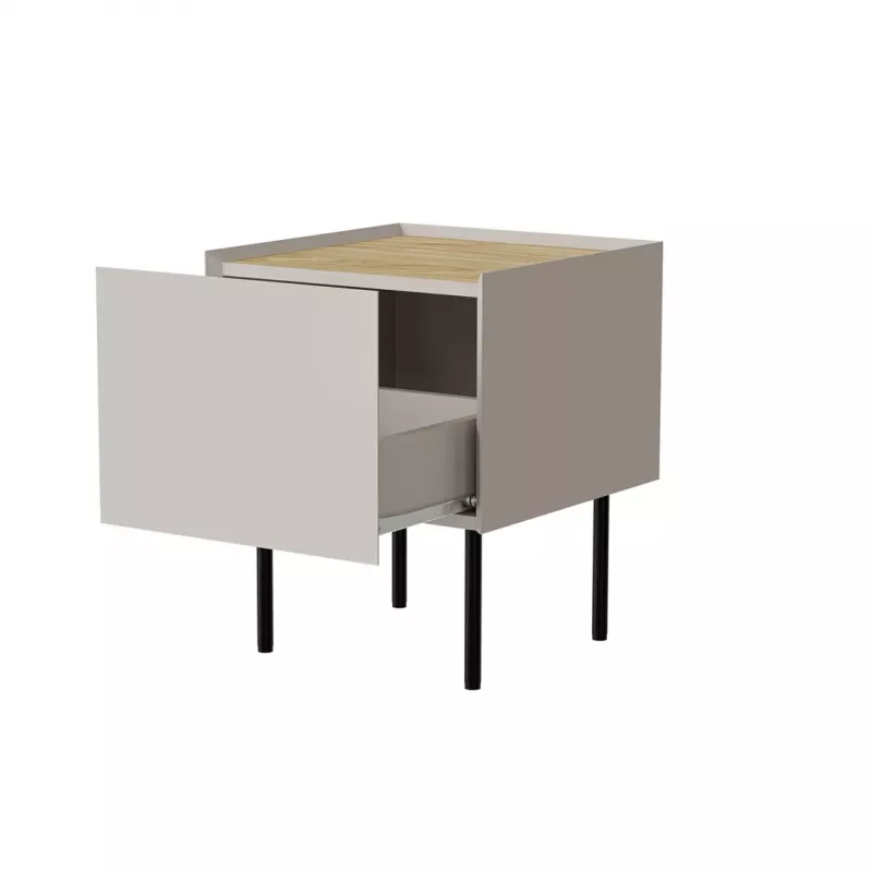 Cama nachtkastje, 2 stuks, FELLINI, 40x41x60, kasjmier + geoliede eikenplaat