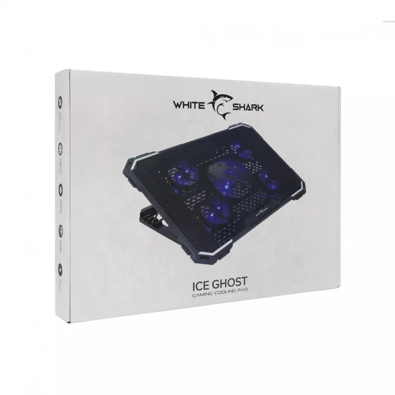 Laptop-koelpad White Shark GCP-20 Ice Ghost — licht, duurzaam, model ICE-GHOST