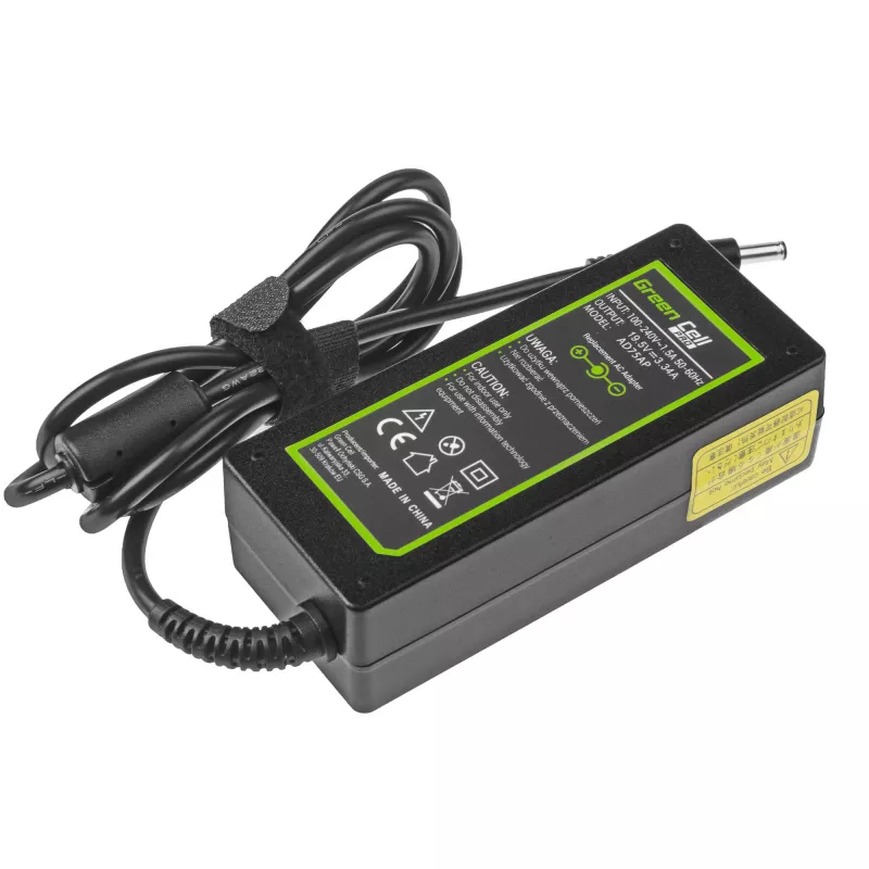 Voeding Green Cell AD75AP 65W 19,5V 3,34A voor Dell-laptops, binnen, zwart