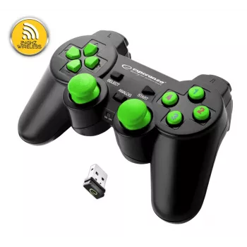 Bedrade gamepad ESPERANZA EGG108G — USB 2.0, 12 toetsen, analoog/digitaal, D-pad, voor pc en PlayStation 3, zwart/groen