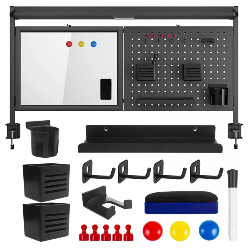 Ergo Office bureau-scheidingswand / organizer, max. belasting 10 kg, whiteboard, breedte 1116 mm, zwart, ER-301 B