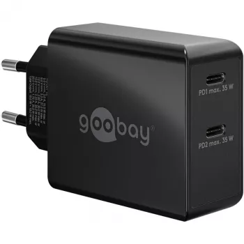 Indoorlader Goobay 61757 snelopladen USB Type-C 2 poorten zwart